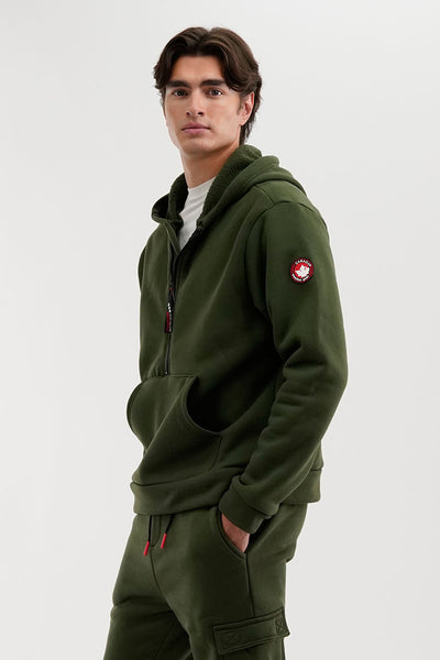 Canada Weather Gear Fleece Half Zip Hoodie - Olive - Mens Hoodies & Sweatshirts - International Clothiers
