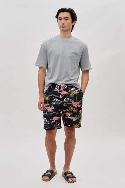 Canada Weather Gear Tropical Print Swim Shorts - Black - Mens Shorts & Capris - International Clothiers