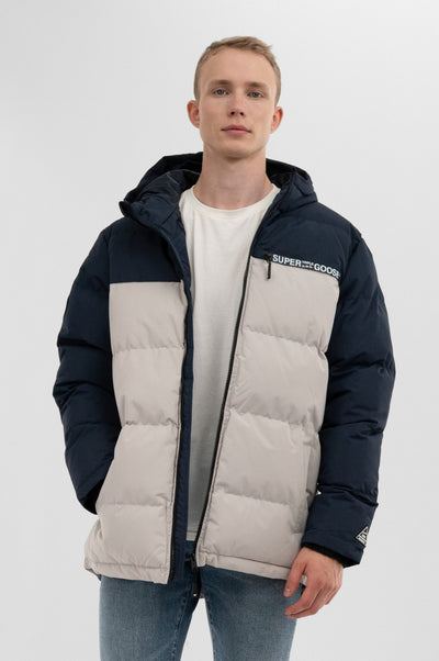 Super Triple Goose Colour Block Bomber Jacket - Stone - Mens Bomber Jackets - International Clothiers