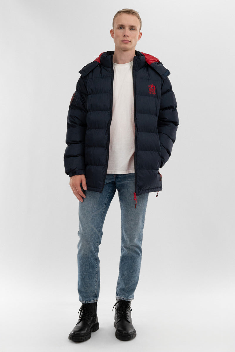 Super Triple Goose Zip Off Sleeve Bomber Jacket - Navy - Mens Bomber Jackets - International Clothiers