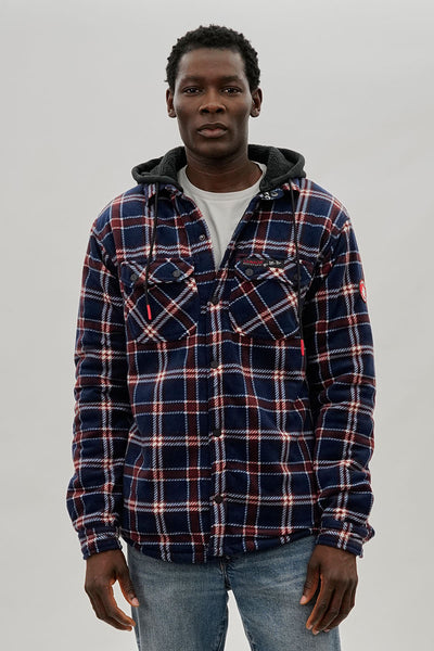 Canada Weather Gear Plaid Hooded Lightweight Jacket - Navy - Mens Lightweight Jackets - International Clothiers