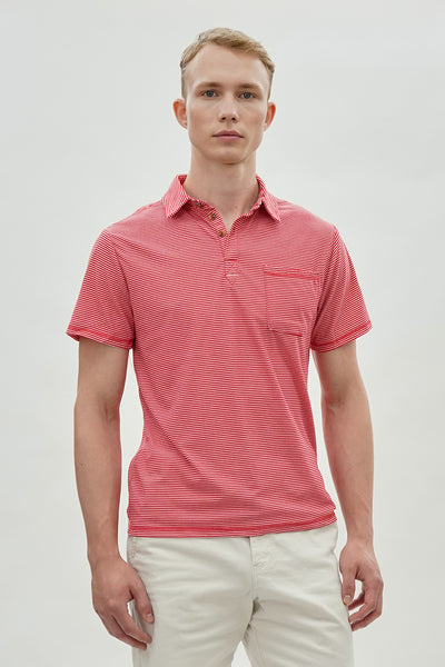 Canada Weather Gear Striped Polo Shirt - Red - Mens Polo Shirts - International Clothiers