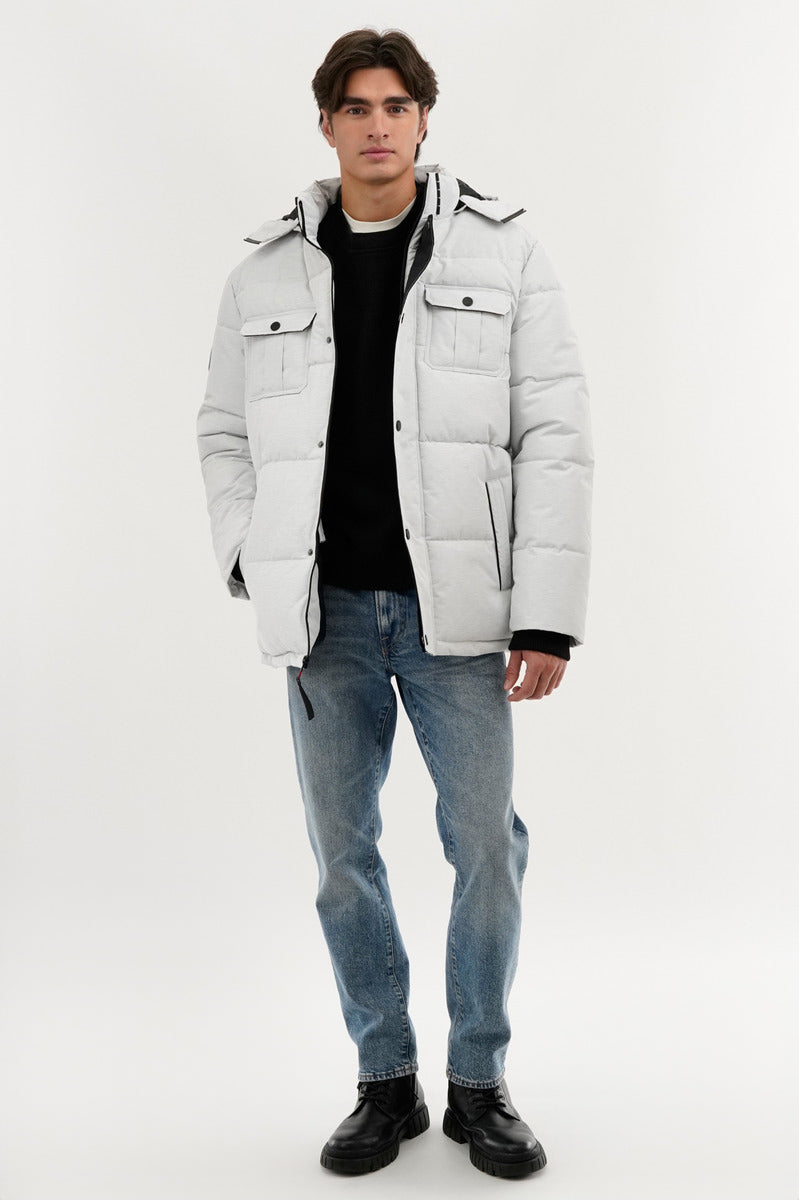 Canada Weather Gear Quilted Puffer Parka Jacket - White - Mens Parka Jackets - International Clothiers