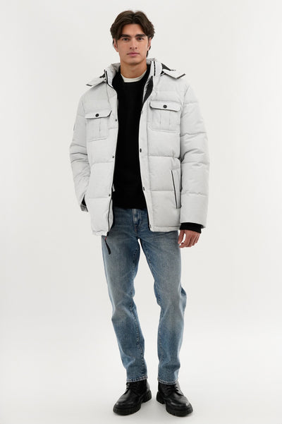 Canada Weather Gear Quilted Puffer Parka Jacket - White - Mens Parka Jackets - International Clothiers