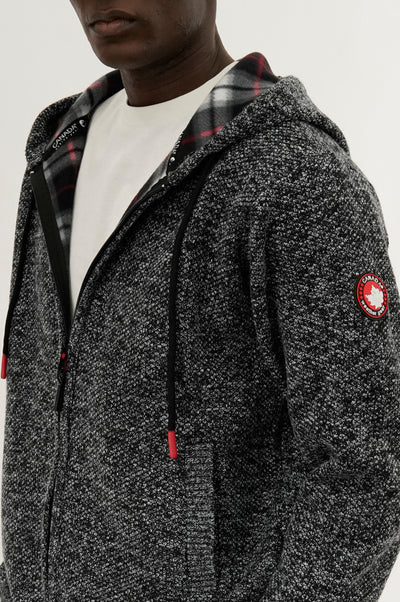 Canada Weather Gear Plaid Lined Zip Up Knit Hoodie - Black - Mens Hoodies & Sweatshirts - International Clothiers