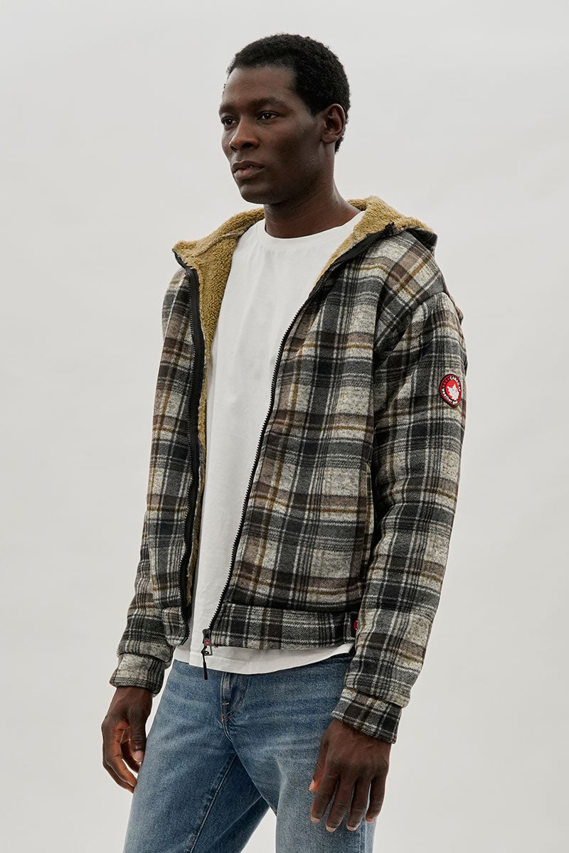 Canada Weather Gear Hooded Sherpa Lined Lightweight Jacket - Beige - Mens Lightweight Jackets - International Clothiers