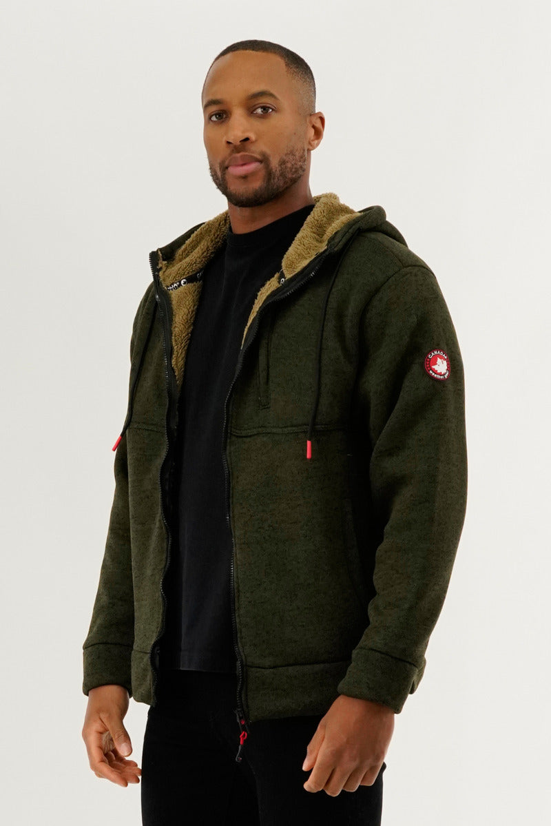 Canada Weather Gear Sherpa Lined Lightweight Jacket - Olive - Mens Lightweight Jackets - International Clothiers