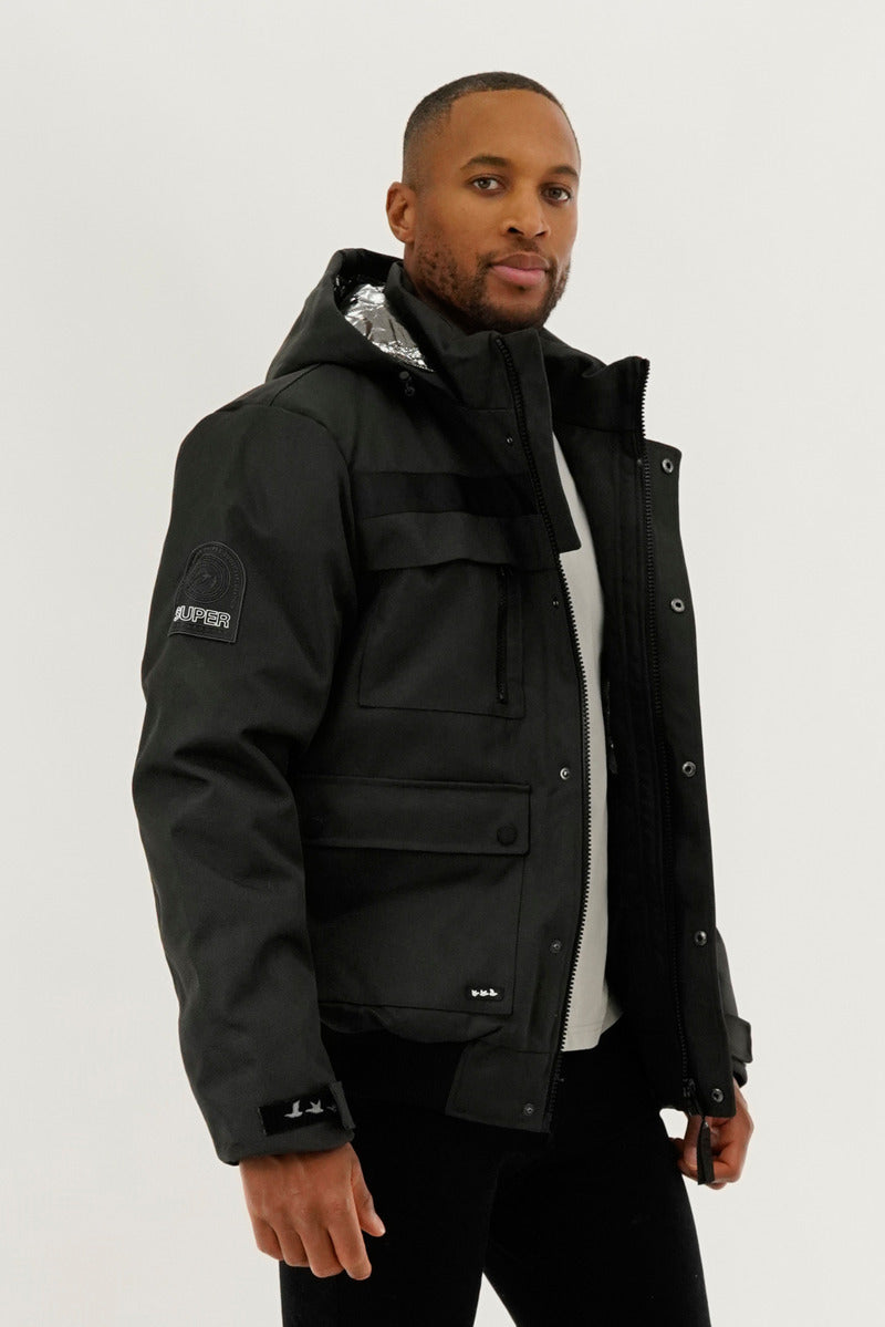 Super Triple Goose Thermal-Foil Lining Bomber Jacket - Black - Mens Bomber Jackets - International Clothiers