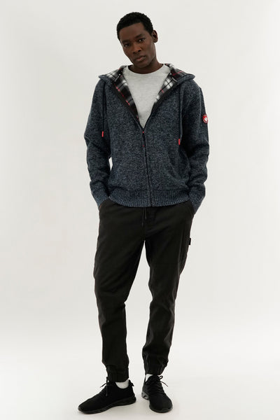 Canada Weather Gear Plaid Lined Zip Up Knit Hoodie - Navy - Mens Hoodies & Sweatshirts - International Clothiers