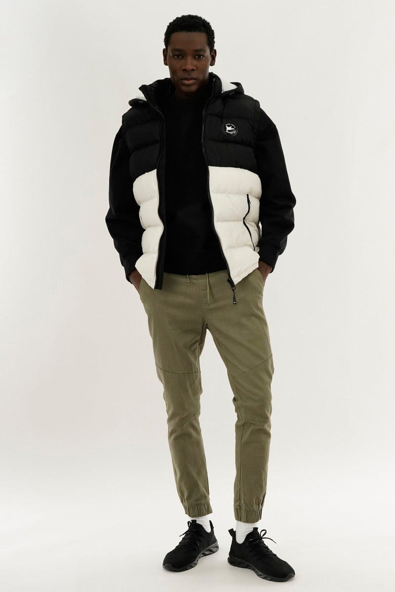 Super Triple Goose Colour Block Hooded Vest - White - Mens Vests - International Clothiers