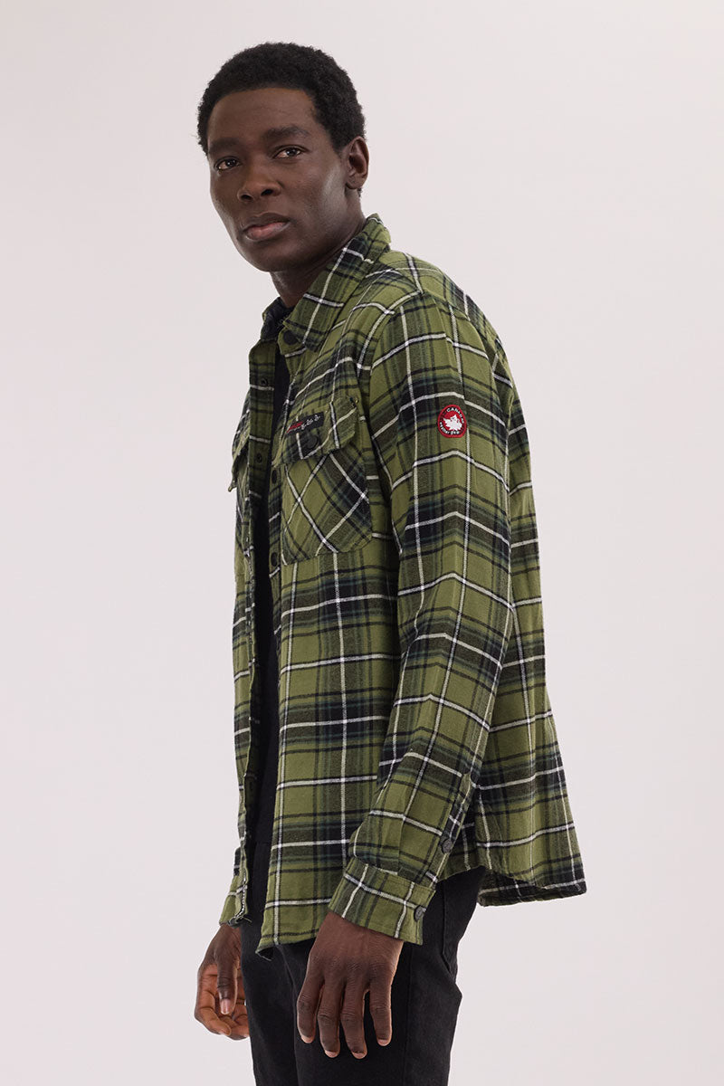 Canada Weather Gear Plaid Button Up Casual Shirt - Olive - Mens Casual Shirts - International Clothiers