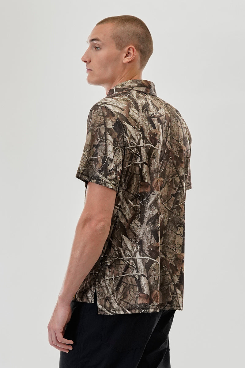 Canada Work Gear Camo Print Collared Polo Shirt - Beige - Mens Polo Shirts - International Clothiers