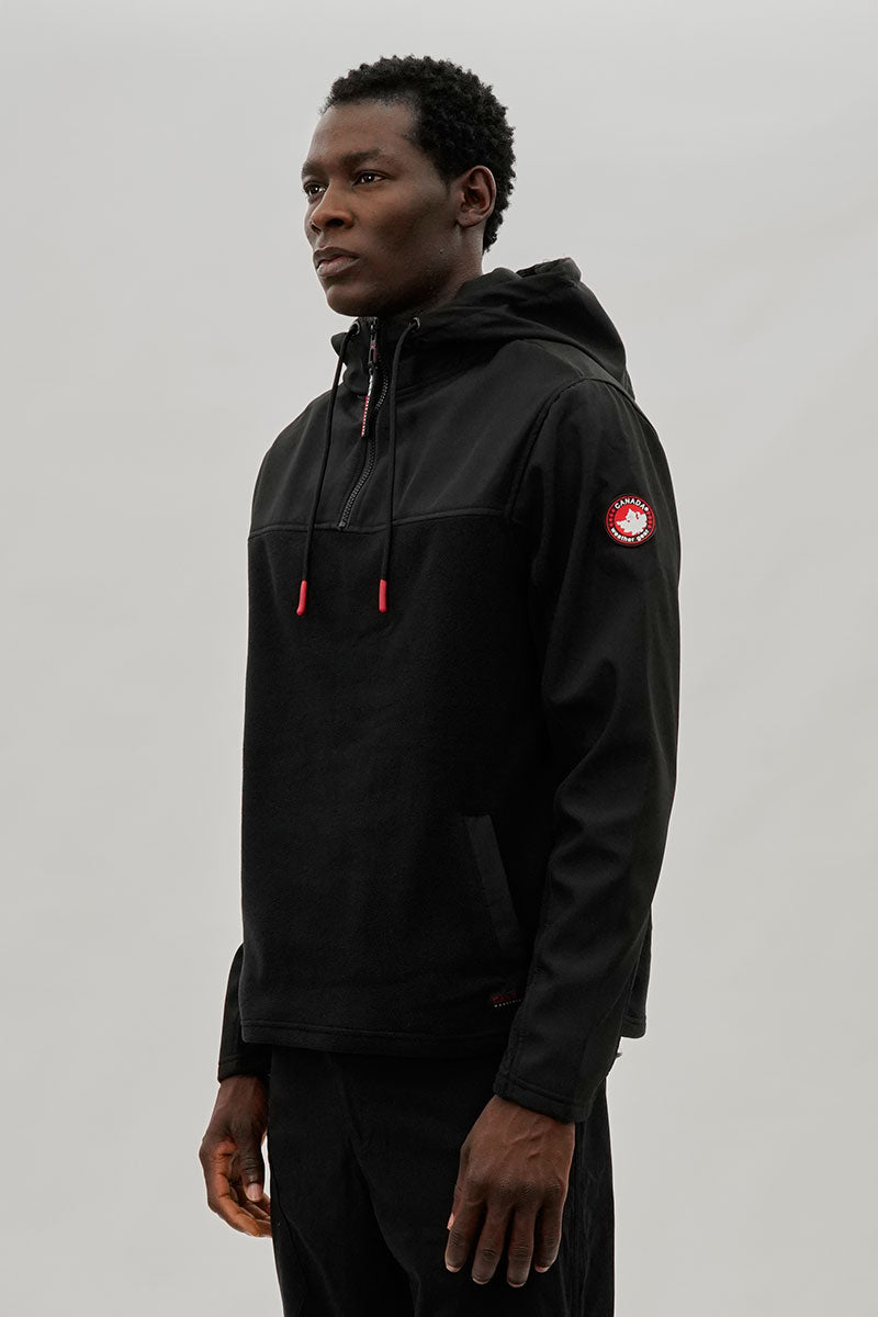 Canada Weather Gear 1/4 Zip Hooded Lightweight Jacket - Black - Mens Lightweight Jackets - International Clothiers