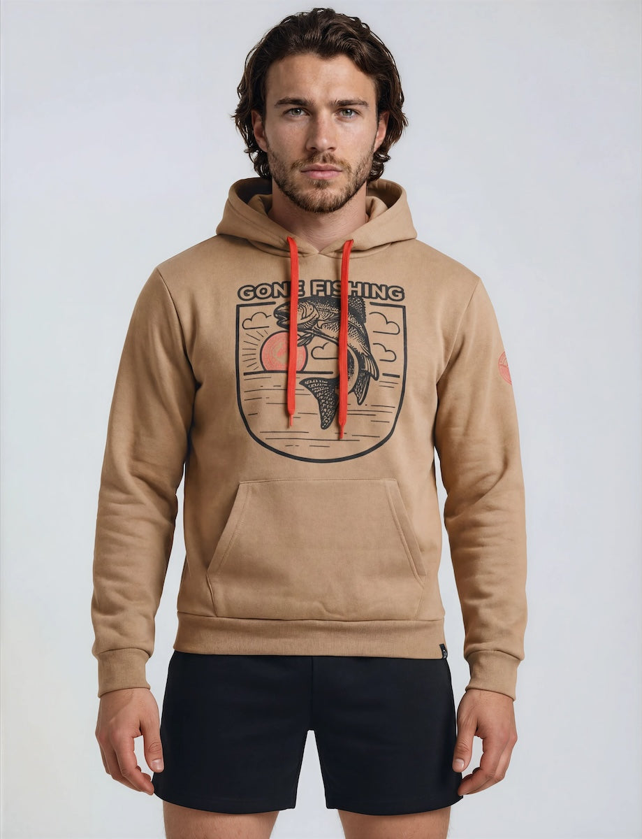 Gone Fishing Hoodie - Camel