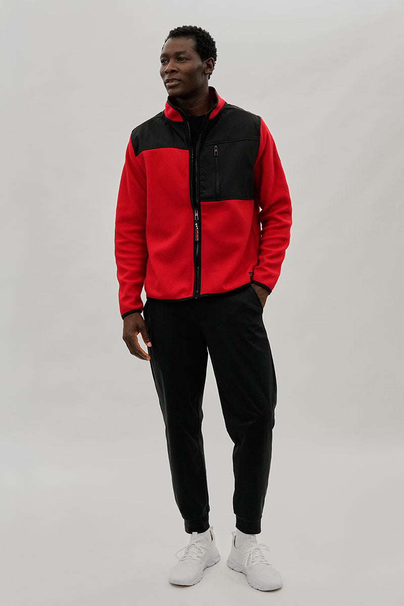 Canada Weather Gear Colour Block Fleece Lightweight Jacket - Red - Mens Lightweight Jackets - International Clothiers