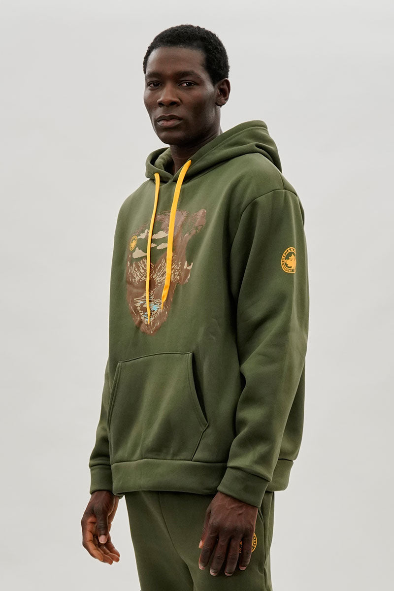 Canada Weather Gear Bear Print Hoodie - Olive - Mens Hoodies & Sweatshirts - International Clothiers