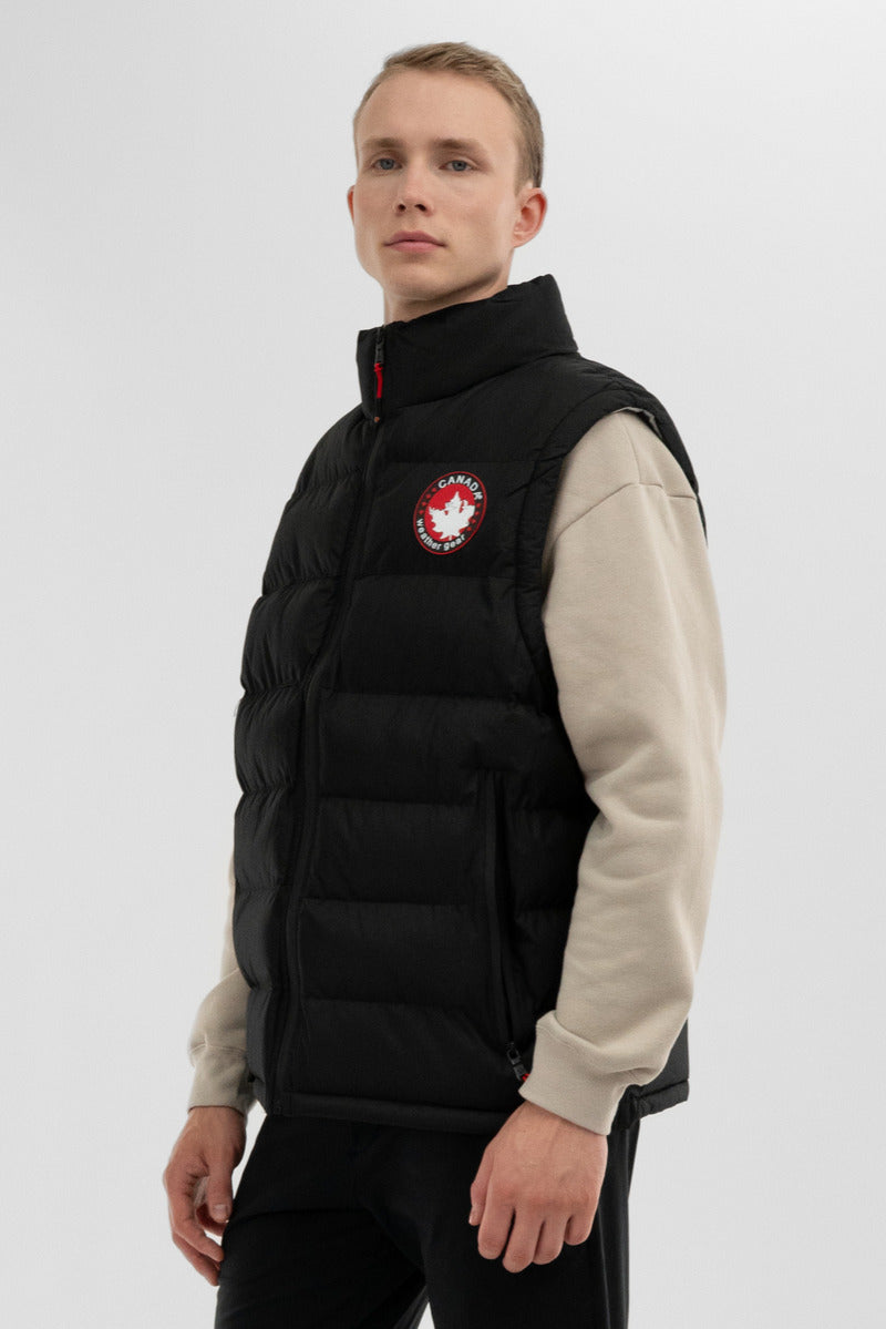 Canada Weather Gear Colour Block Puffer Vest - Black - Mens Vests - International Clothiers