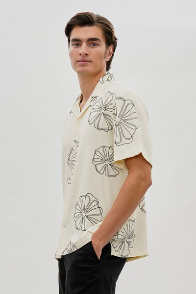 Saints Studio Floral Camp Collar Casual Shirt - Cream - Mens Casual Shirts - International Clothiers