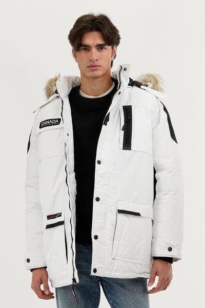 Canada Weather Gear Faux Fur Lined Arctic Parka Jacket - White - Mens Parka Jackets - International Clothiers