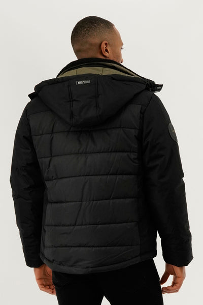 Super Triple Goose Contrast Lining Puffer Bomber Jacket - Olive - Mens Bomber Jackets - International Clothiers