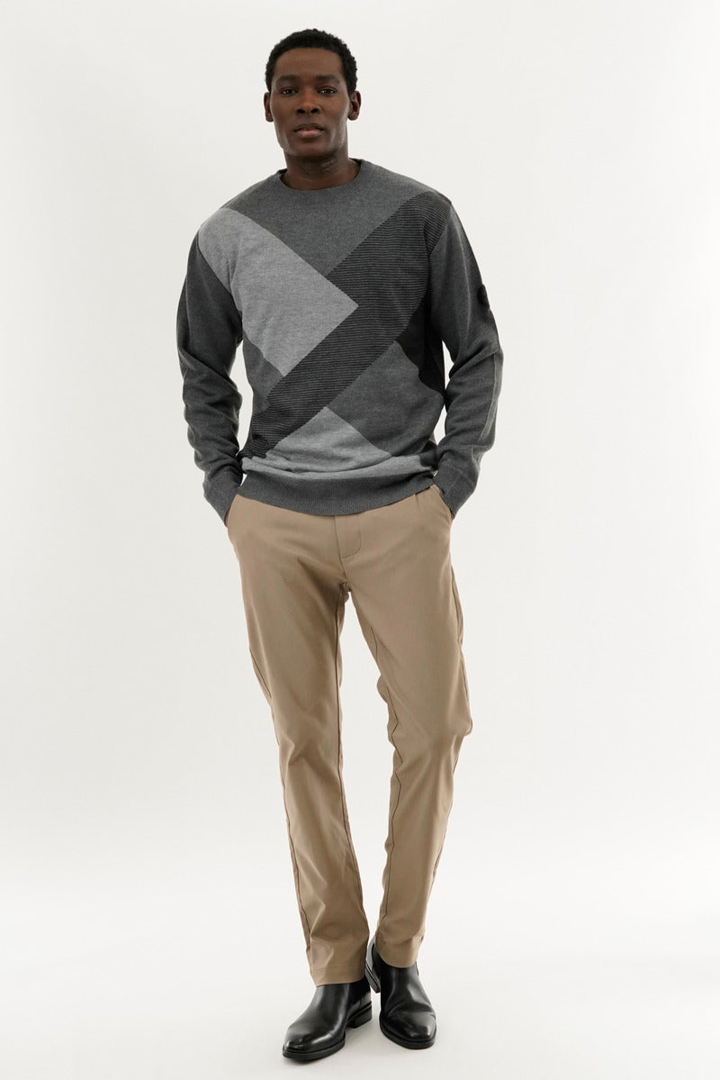 Canada Weather Gear Patterned Crewneck Pullover Sweater - Grey - Mens Pullover Sweaters - International Clothiers