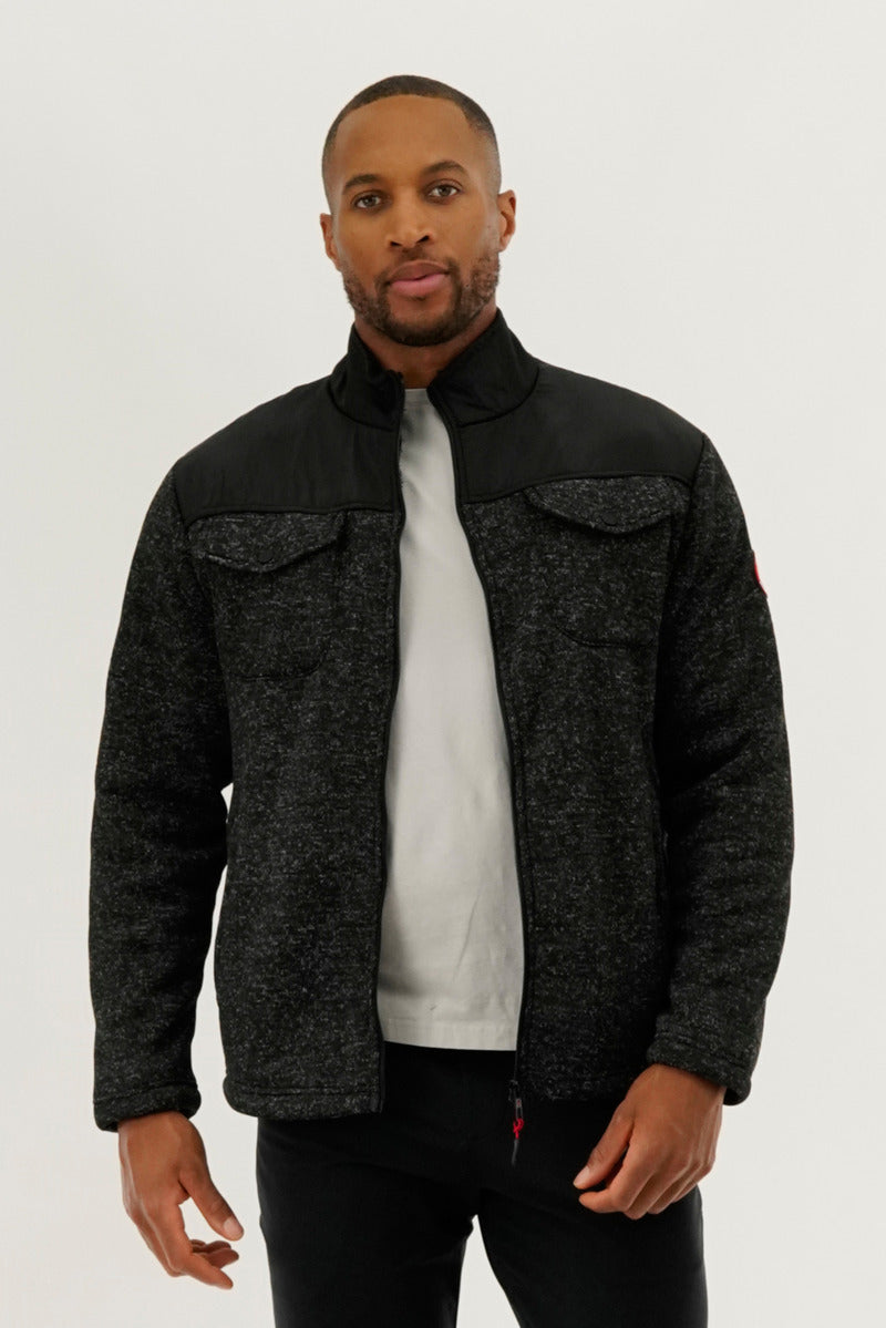 Canada Weather Gear Sherpa Lined Fleece Lightweight Jacket - Black - Mens Lightweight Jackets - International Clothiers