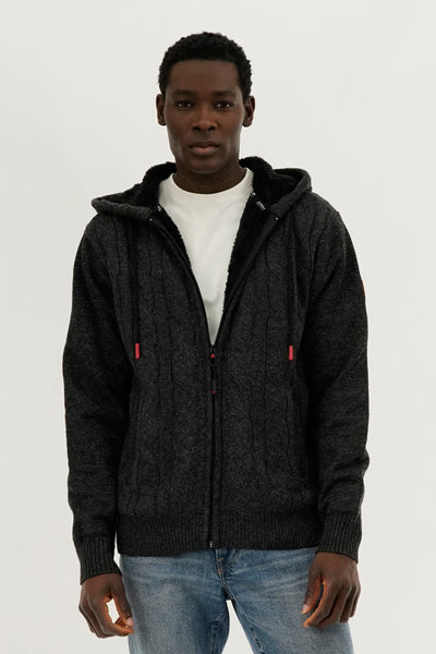 Canada Weather Gear Cable Knit Zip Up Hoodie - Grey - Mens Hoodies & Sweatshirts - International Clothiers