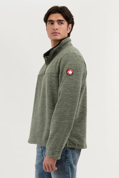 Canada Weather Gear Sherpa Lined 1/4 Zip Pullover Sweater - Green - Mens Pullover Sweaters - International Clothiers