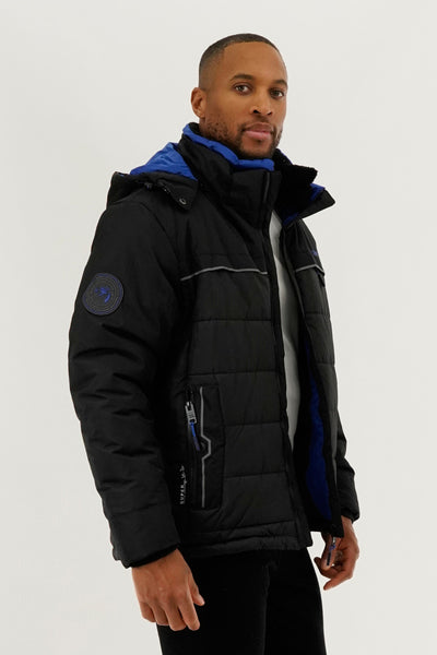 Super Triple Goose Contrast Lining Puffer Bomber Jacket - Blue - Mens Bomber Jackets - International Clothiers