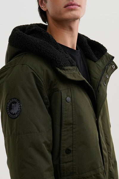 Canada Weather Gear Sherpa Lined Hood Parka Jacket - Olive - Mens Parka Jackets - International Clothiers