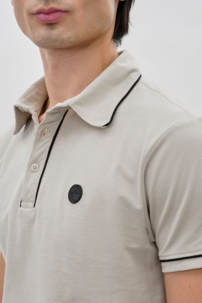 Canada Weather Gear Travel Collection Piping Detail Polo Shirt - Stone - Mens Polo Shirts - International Clothiers