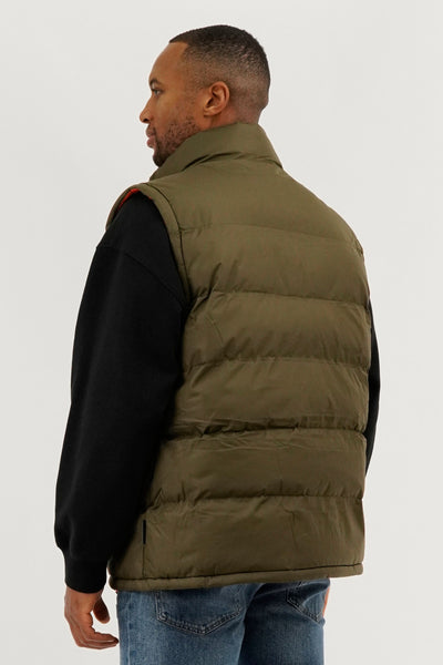 Super Triple Goose Double Pocket Bubble Vest - Olive - Mens Vests - International Clothiers