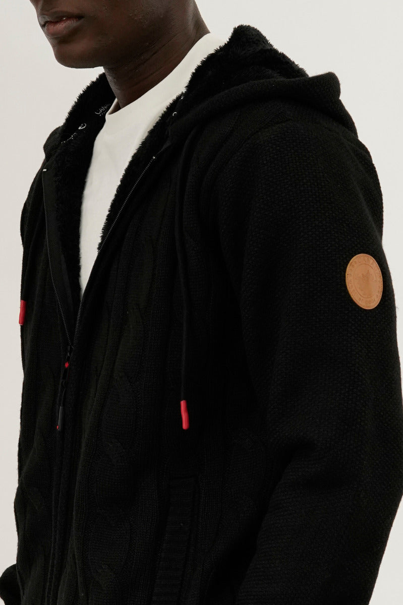 Canada Weather Gear Cable Knit Zip Up Hoodie - Black - Mens Hoodies & Sweatshirts - International Clothiers