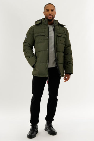 Canada Weather Gear Quilted Puffer Parka Jacket - Olive - Mens Parka Jackets - International Clothiers