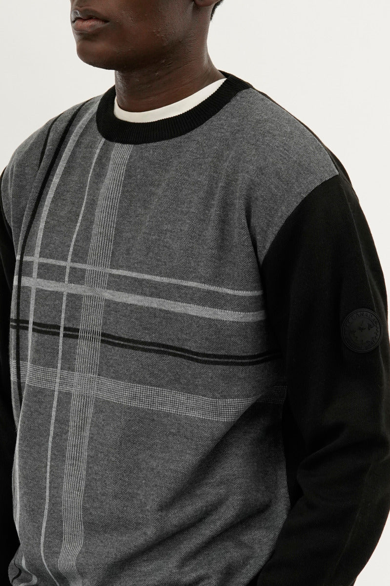 Canada Weather Gear Patterned Crewneck Pullover Sweater - Grey - Mens Pullover Sweaters - International Clothiers