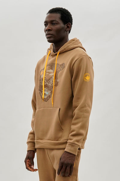 Canada Weather Gear Bear Print Hoodie - Beige - Mens Hoodies & Sweatshirts - International Clothiers