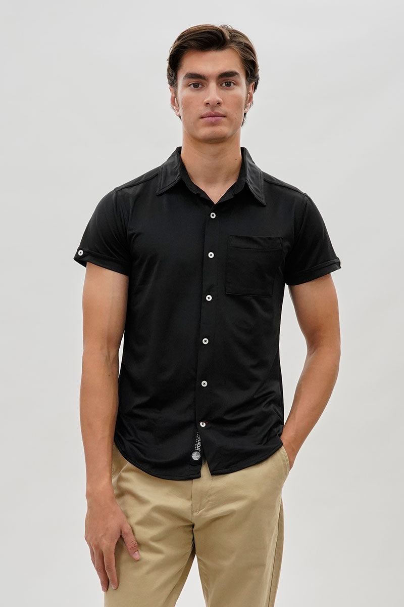 Canada Weather Gear Travel Collection Classic Short Sleeve Casual Shirt - Black - Mens Casual Shirts - International Clothiers