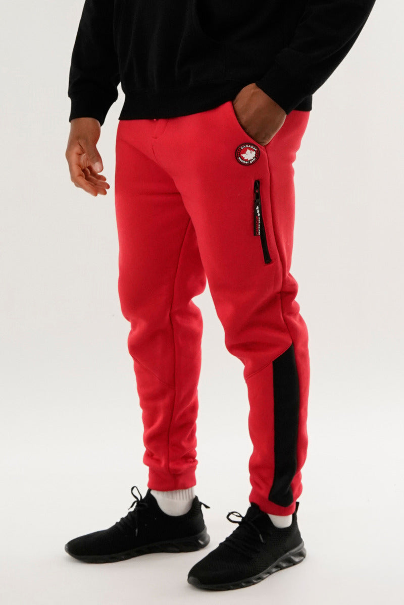 Canada Weather Gear Fleece Contrast Insert Jogger - Red - Mens Joggers & Sweatpants - International Clothiers