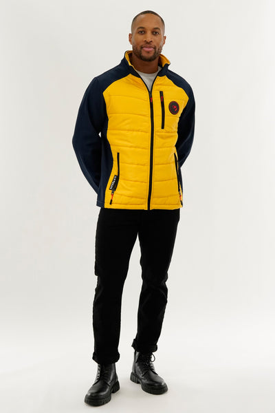Super Triple Goose Quilted Colour Block Lightweight Jacket - Yellow - Mens Lightweight Jackets - International Clothiers
