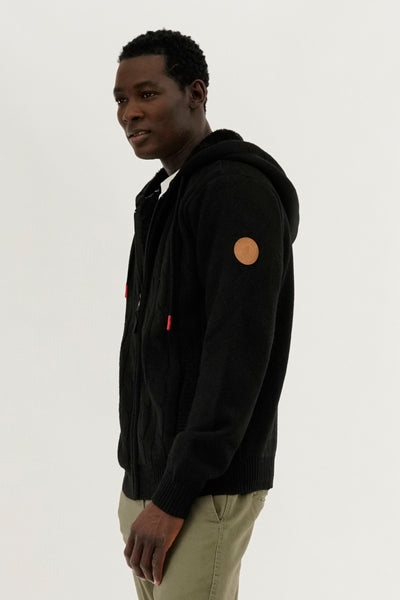 Canada Weather Gear Cable Knit Zip Up Hoodie - Black - Mens Hoodies & Sweatshirts - International Clothiers