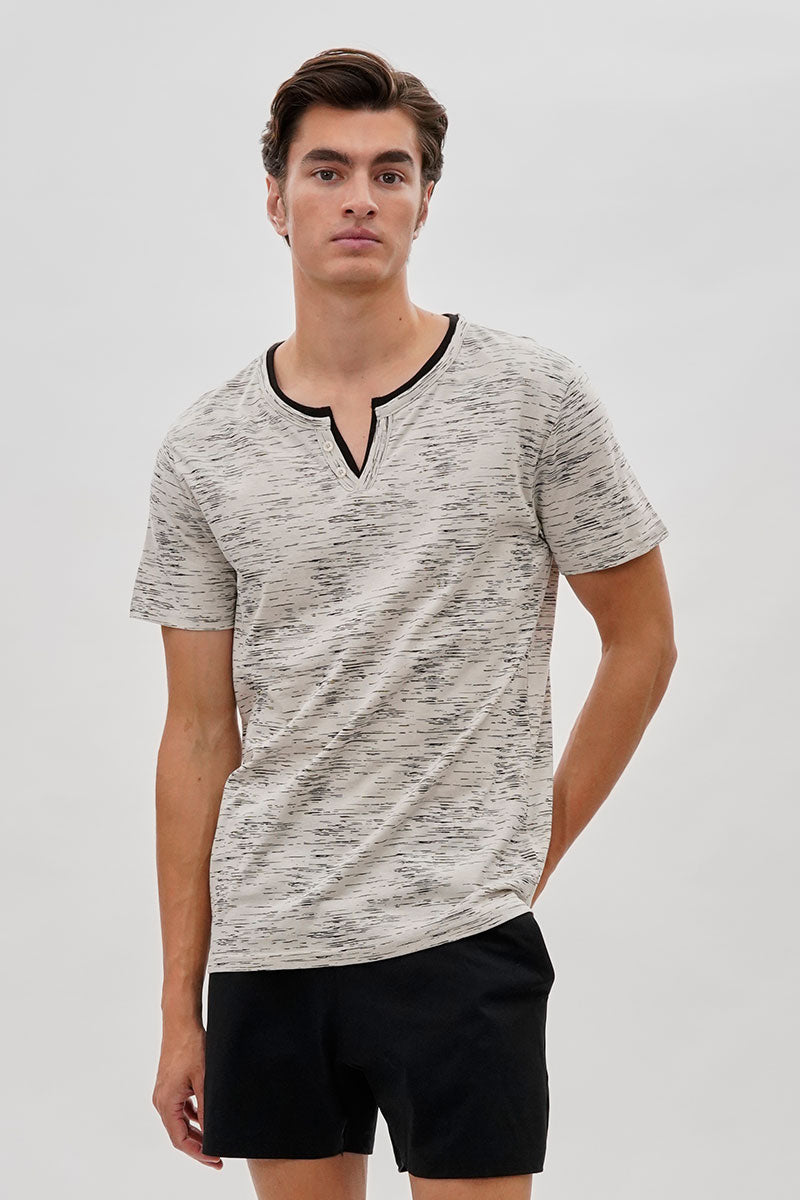 Canada Weather Gear Vintage Short Sleeve Henley Tee - Stone - Mens Tees & Tank Tops - International Clothiers