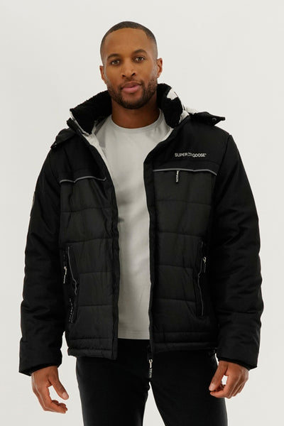 Super Triple Goose Contrast Lining Puffer Bomber Jacket - Stone - Mens Bomber Jackets - International Clothiers