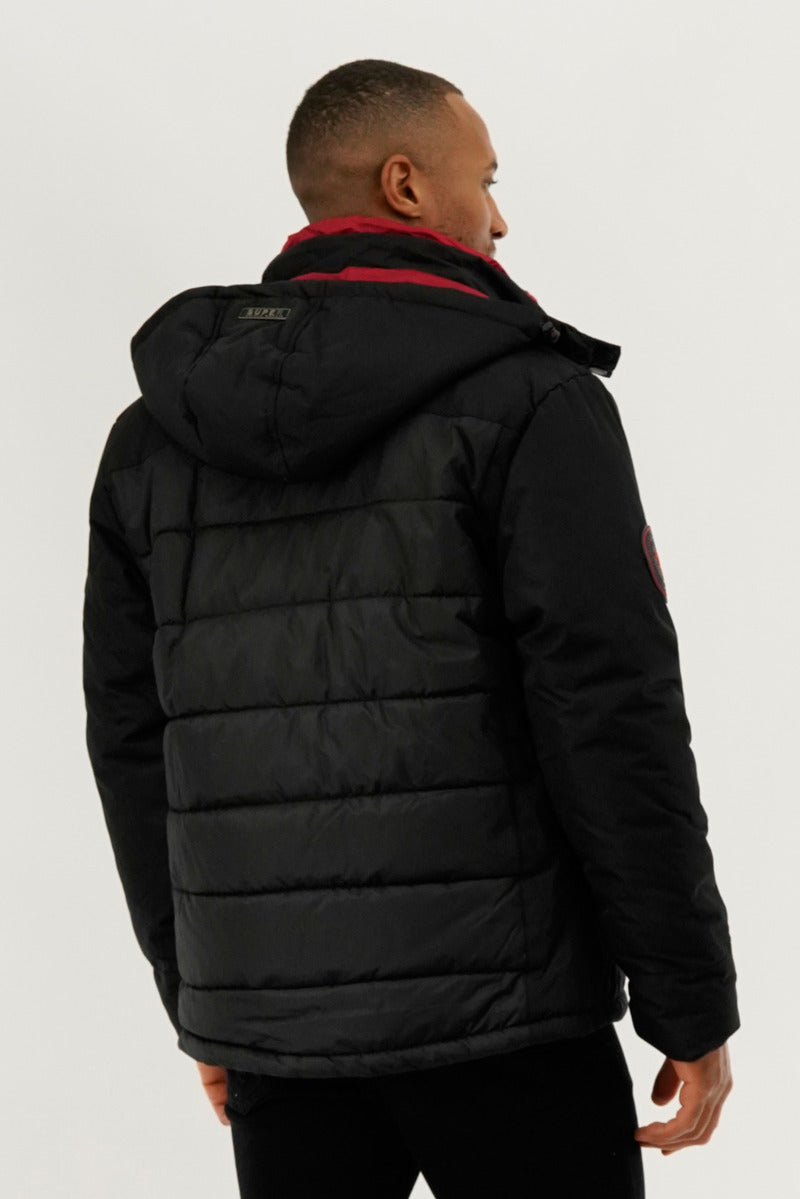 Super Triple Goose Contrast Lining Puffer Bomber Jacket - Red - Mens Bomber Jackets - International Clothiers