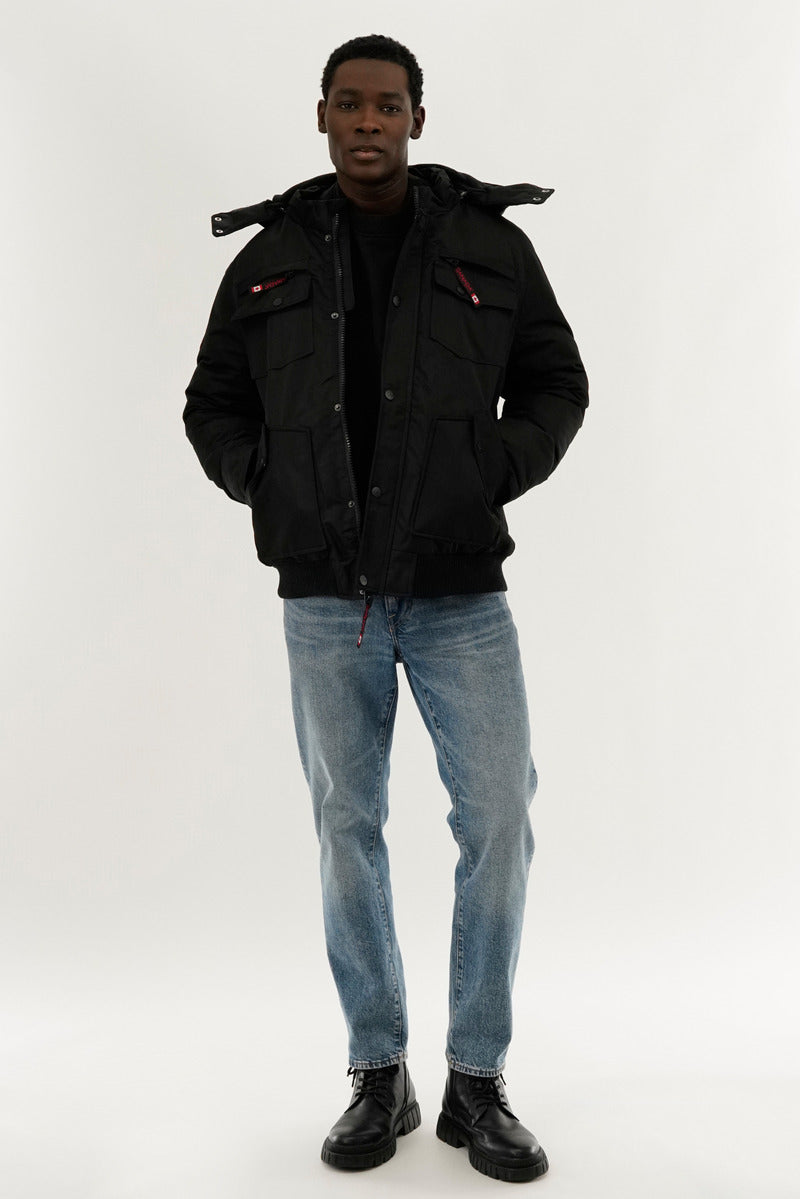 Canada Weather Gear Puffer Bomber Jacket - Black - Mens Bomber Jackets - International Clothiers
