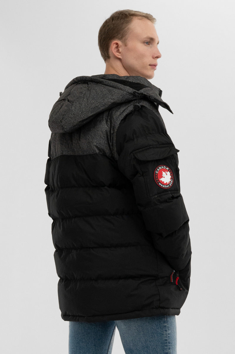 Canada Weather Gear Removable Sleeve Bomber Jacket - Black - Mens Bomber Jackets - International Clothiers