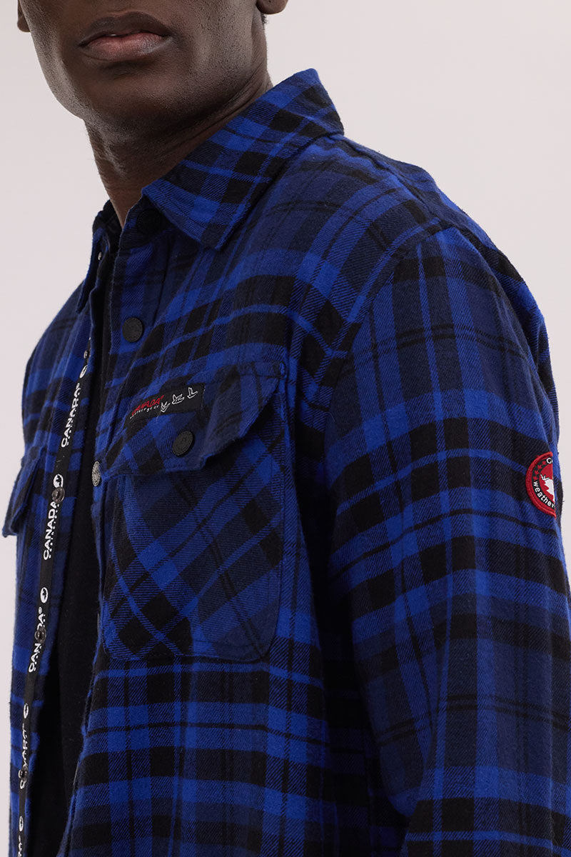 Canada Weather Gear Plaid Button Up Casual Shirt - Blue - Mens Casual Shirts - International Clothiers
