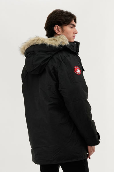 Canada Weather Gear Faux Fur Lined Arctic Parka Jacket - Black - Mens Parka Jackets - International Clothiers