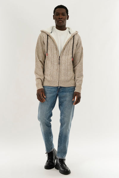 Canada Weather Gear Cable Knit Zip Up Hoodie - Cream - Mens Hoodies & Sweatshirts - International Clothiers