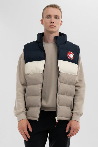 Canada Weather Gear Colour Block Puffer Vest - Beige - Mens Vests - International Clothiers