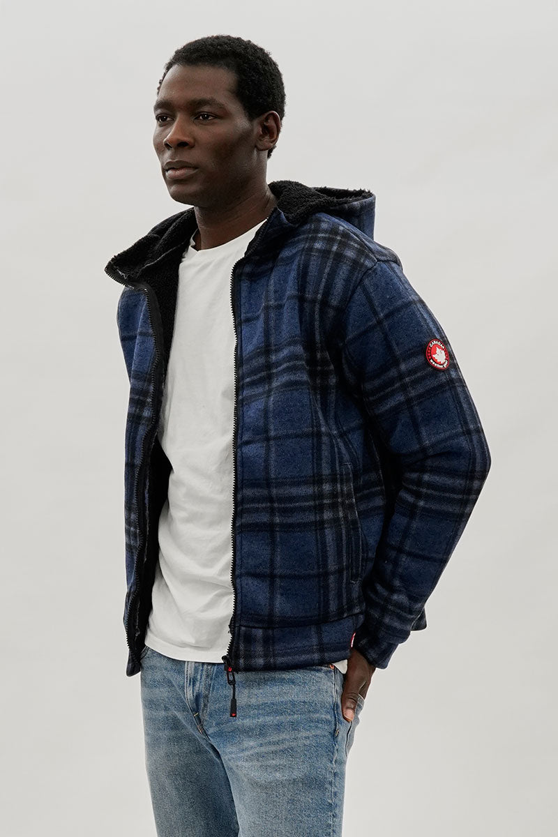 Canada Weather Gear Hooded Sherpa Lined Lightweight Jacket - Navy - Mens Lightweight Jackets - International Clothiers